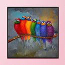 DIY Printed Colorful Bird Cross Stitch Full Embroidery Canvas Home Wall Dec