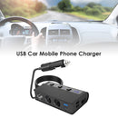Cigarette Lighter 3 Socket 180W DC Power Adapter USB Car Charger (Black) Newly