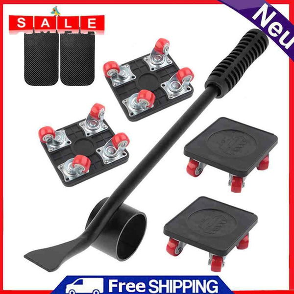 5pcs Furniture Transport Lifter Tool Heavy Stuffs Moving Wheel Bar Mover Device
