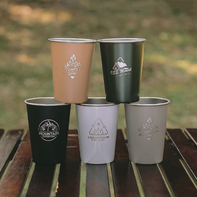 #A 350ml Stainless Steel Cup Set Outdoor Camping Travel BBQ Wine Beer Drinks Tea