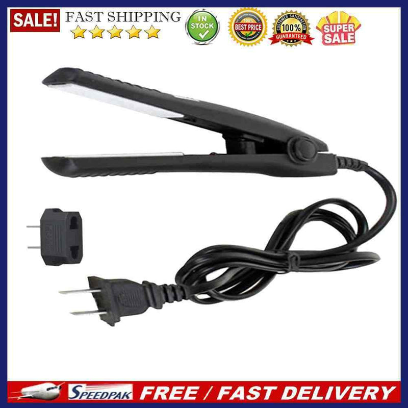 Mini Hair Straightener Flat Iron Curler  Ceramic Tourmaline Plates(Black)