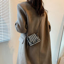 Houndstooth Plaid Print Shoulder Bag Women Woolen Crossbody Bags Chain Purse