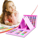 Kids Colored Crayon Watercolors Pens Drawing Set (208pcs with Board Pink)