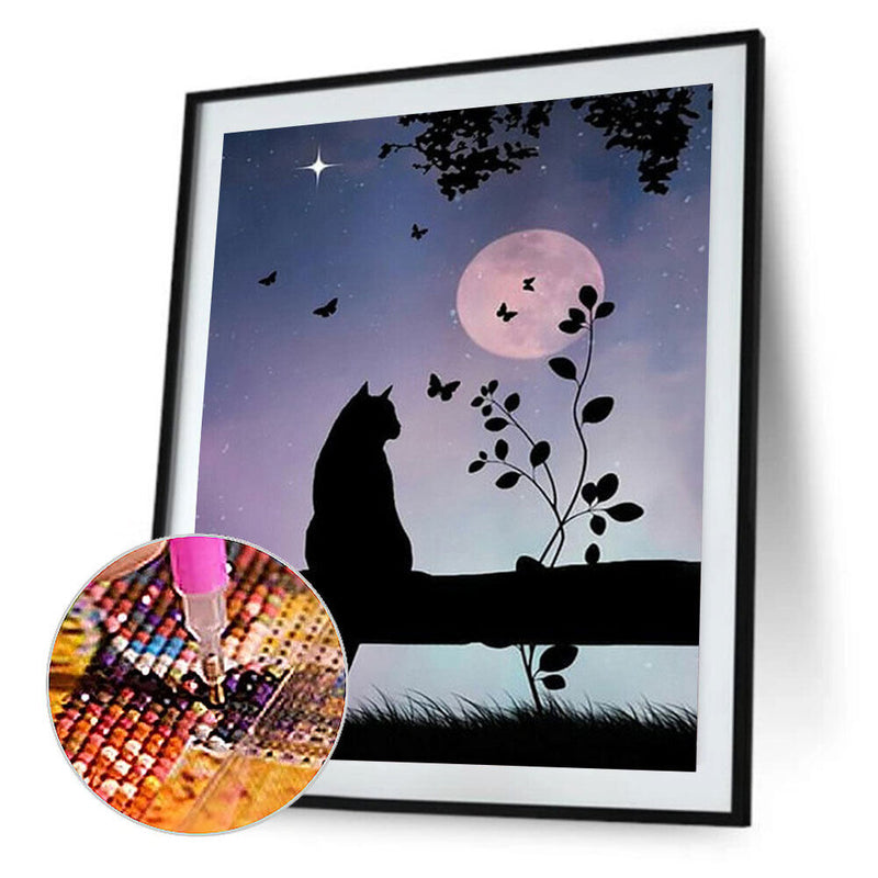 Diamond Painting 5D Moon Cat DIY Full Round Drill Mosaic Decoration Handwork Kit