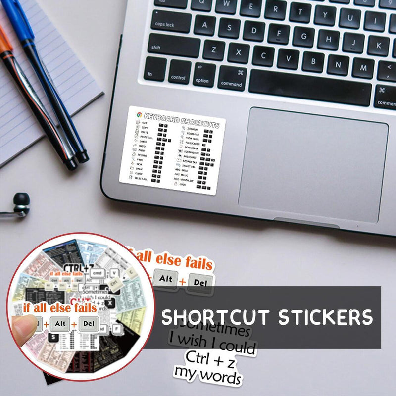 30 Pcs Computer Shortcut Keys Excel/Word Graffiti Stickers DIY Decoration&