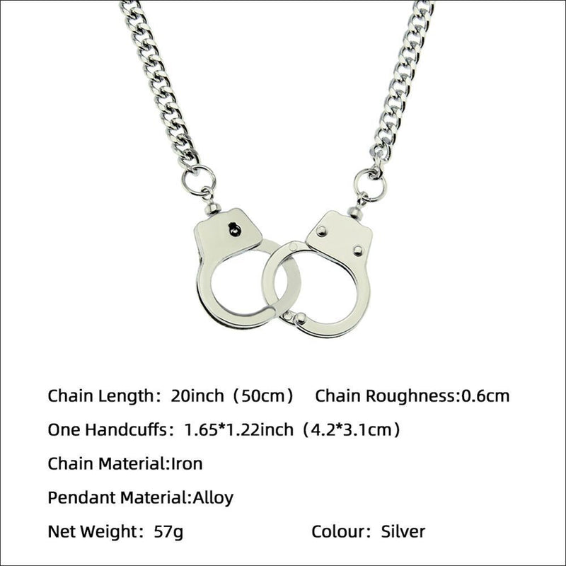 Women Mens Hip Hop Dark Gothic Punk Necklace Choker Handcuffs Pendant Chain