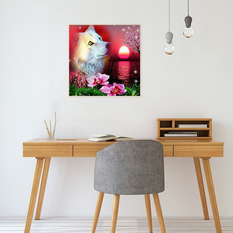5D Crystal Diamond Painting DIY White Wolf Full Round Mosaic Kit Home Decor