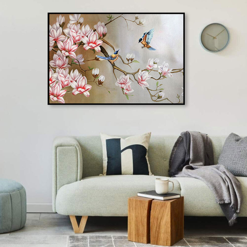 Flower Branch Birds Oil Paint By Numbers Kits DIY Handpainted on Canvas Art