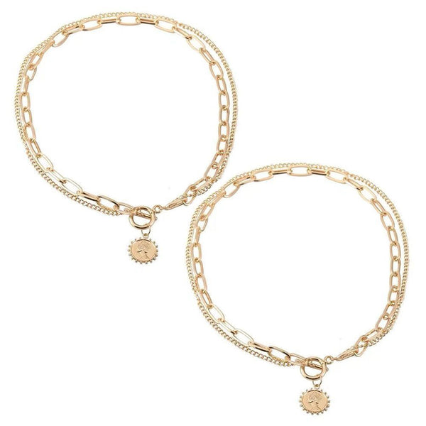 Women Stainless Steel  Chain Collar Statement Coin Pendant Punk Choker Necklace