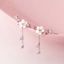 Pendientes Cherry Blossoms Earring Flower Earrings Piercing Stud Earring Tassel