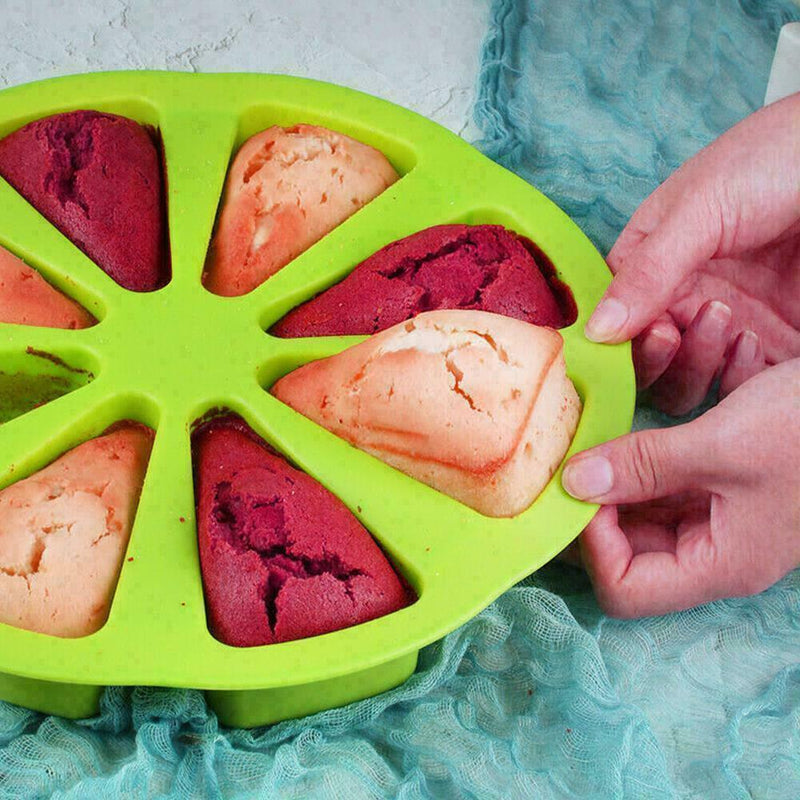 8-Triangle Round Silicone Cake Pan Tins Muffin Pizza Mould Baking Pastry V6Q4