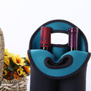 2 Bottles Neoprene Cooler Wine-bottle Bag Protective Cover (Sky Blue+Black)