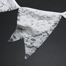 12 Flags 3.2m Beautiful White Hand Tied Flower Cotton Fabric Garland W