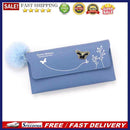 Retro PU Leather Party Clutch Purse with Plush Ball Women Zipper Travel Walle