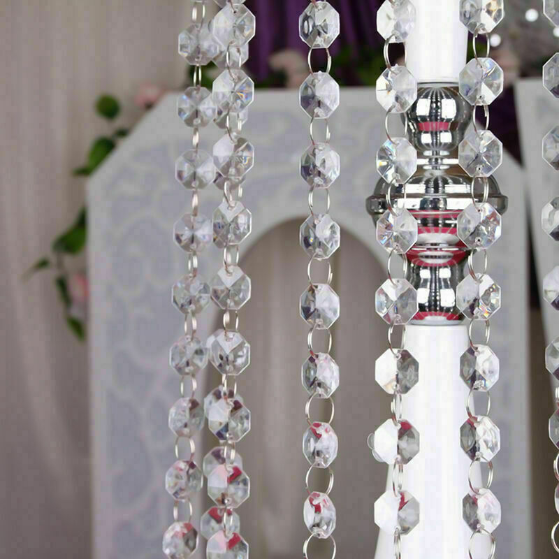 Crystal Acrylic Clear Bead Chandelier Garland Hanging Decor Wedding FT N0P3 G1I6