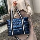 Women Nylon Padded Quilted Handbag Winter Warm Tote Bag Large Capacity Handbag