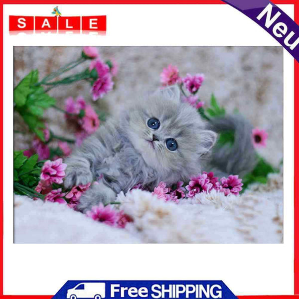 DIY Diamond Painting Cat 5D Diamond Embroidery Animal Kitten Mosaic Home Decor C