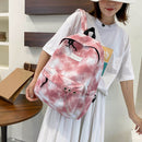 #A Casual Tie Dye Backpack Women Multi-layer Pockets Girl Knapsack Soft for Sh