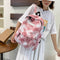 #A Casual Tie Dye Backpack Women Multi-layer Pockets Girl Knapsack Soft for Sh