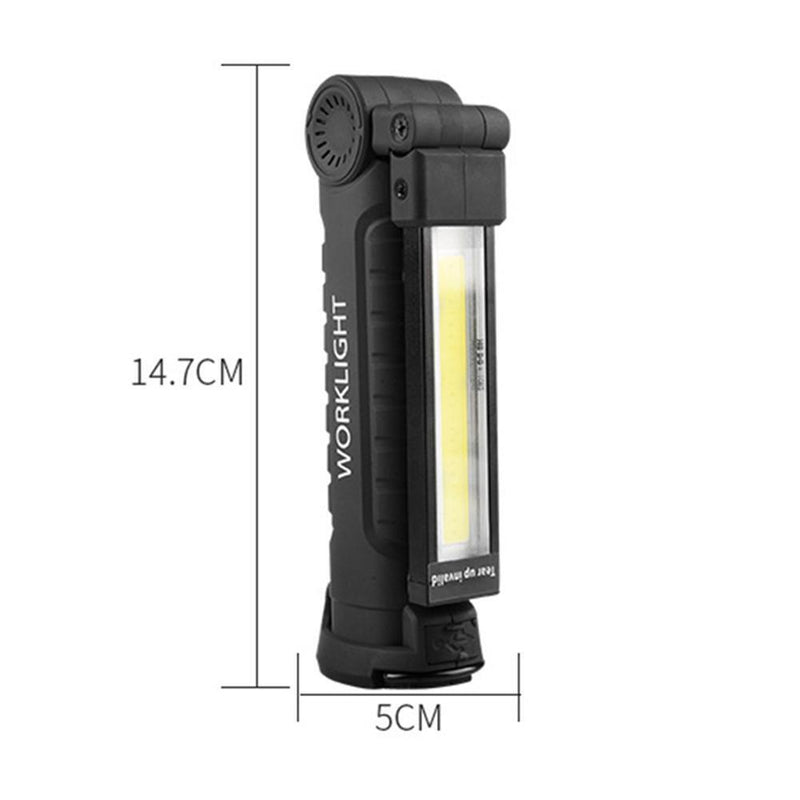 Portable COB Flashlight Rechargeable Work Camping Torch Folding Light (L)