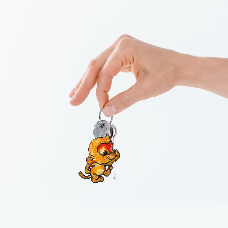 Stamped Key Ring Pendant Art DIY Chinese Zodiac Bead Cross Stitch Keychain Kit