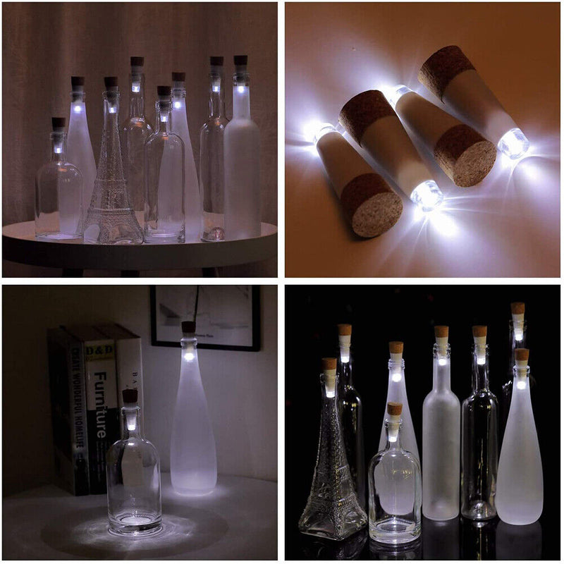 4pcs LED USB Rechargeable Shiny Bottle Cork Stopper Cap Lamp (Pure White) Newly