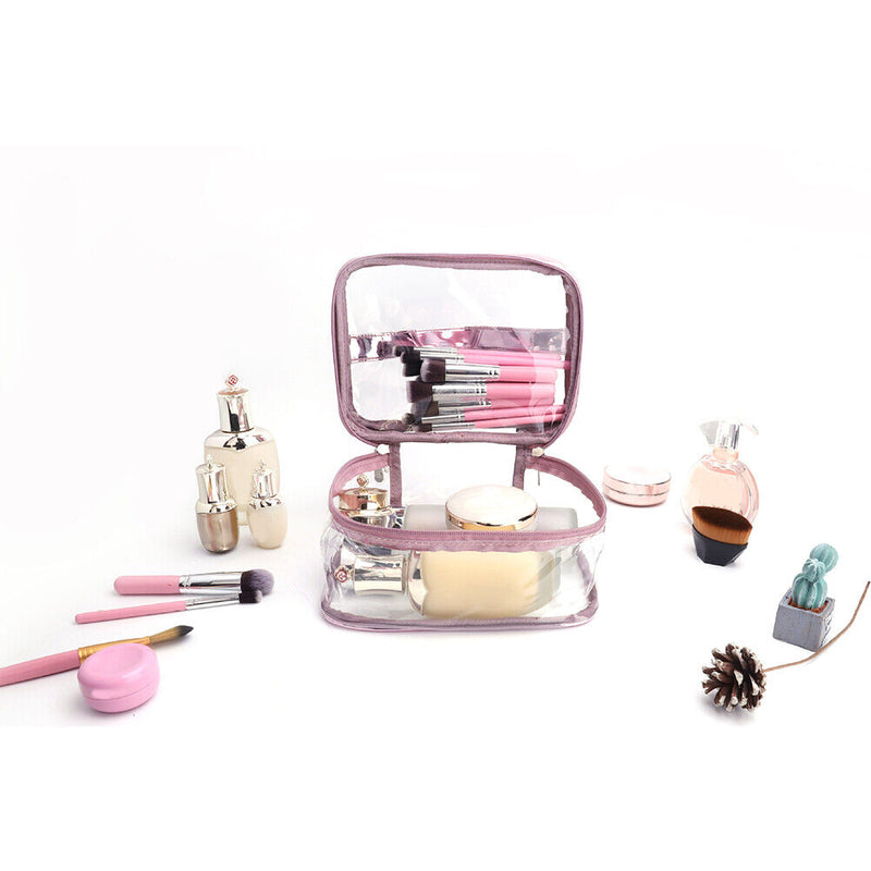 Simple Layer Waterproof Cosmetic Makeup Bags Women Toiletry Cases (Pink)