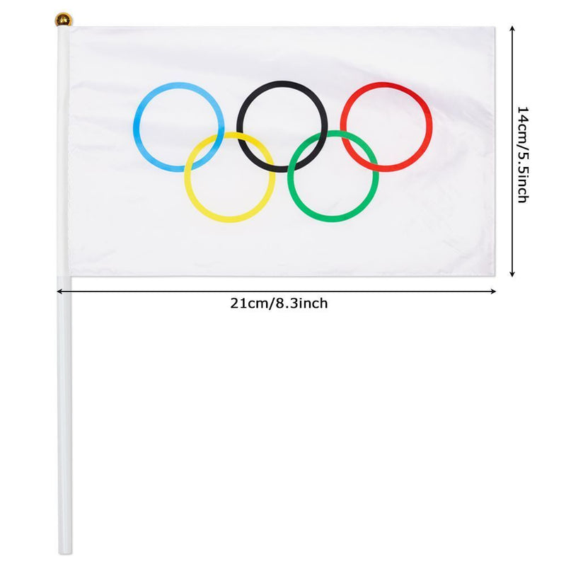 Desk Decor Fade Resistant Hand Flag Olympics Style Held Flags Five Ring Pattern
