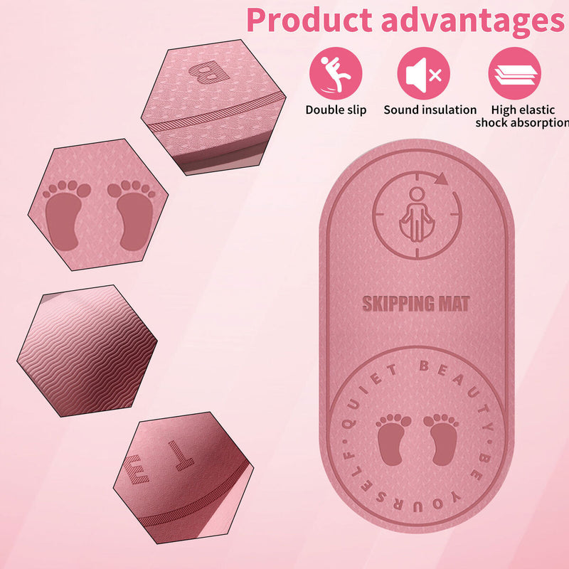 Jump Rope Mat Knees Protection Exercise Pad Mute (Pink 126x59x8cm) Newly