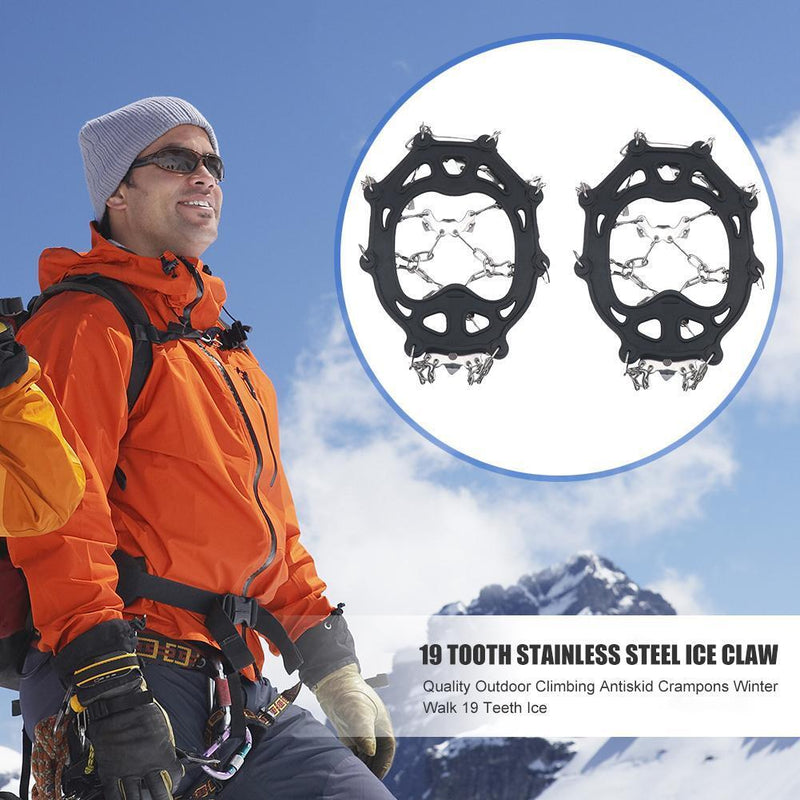 19 Teeth Crampons Anti Slip Outdoor Climbing Walk Traction Cleats Ice Snow Gr