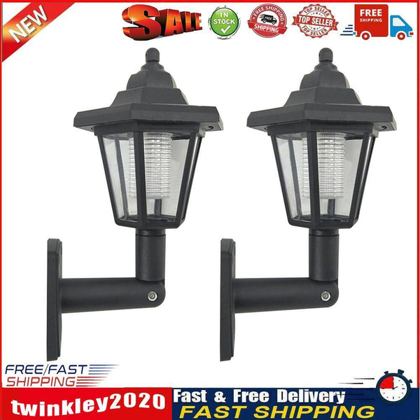 Outdoor LED Solar Hexagonal Garden Yard Sensor Wall Lamp (2pcs Warm Light) Newly