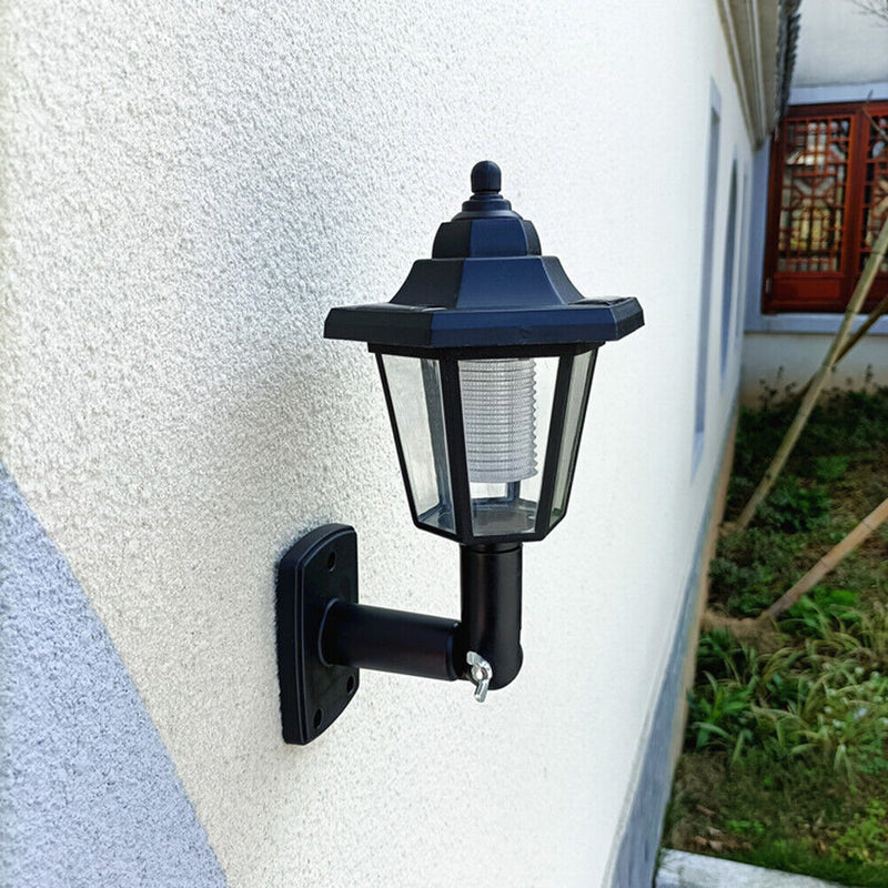 Outdoor LED Solar Hexagonal Garden Yard Sensor Wall Lamp (1pcs Warm Light) Newly