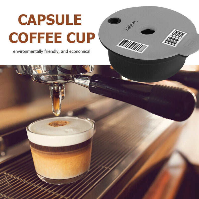 180ml Reusable Coffee Capsule Cups with Spoon Brush for Bosch-s Tassimoo