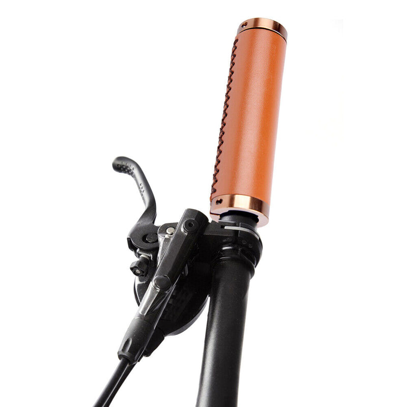 2x Bicycle Handlebar Cover Retro Soft PU Road Bike Lock Handle Grip (Brown)