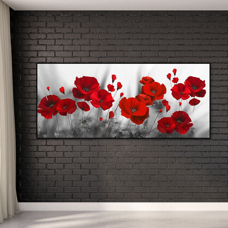 Red Flower Oil Paint By Numbers Kits Wall Art Craft Coloring Drawing for Adults