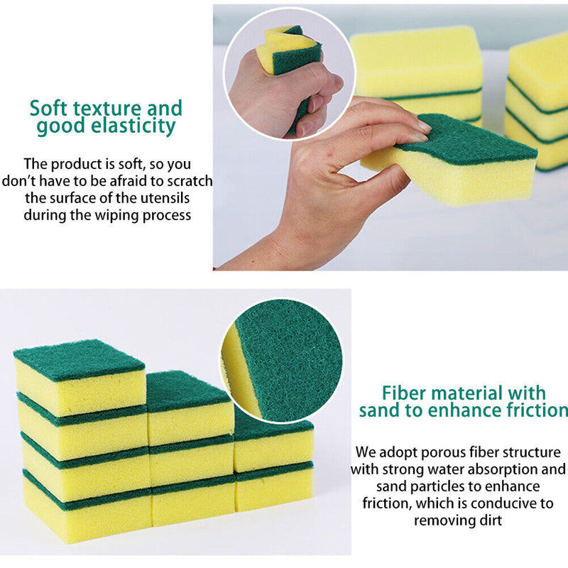 2pcs Dishwashing Sponge Scoring Pad Household Kitchen Cleaning Brush Sponges