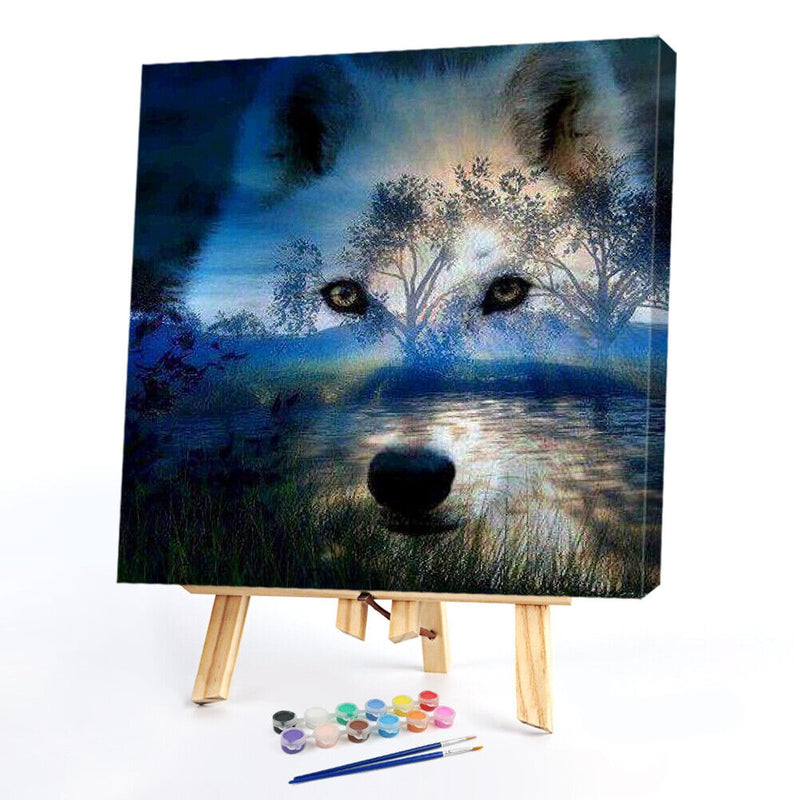 DIY Wolf Animal Oil Paint by Numbers Coloring Drawing Acrylic Painting Gift Kit