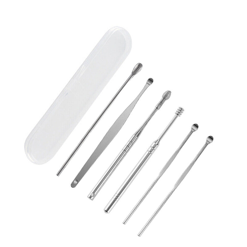 6pcs Ear Wax Picker Stainless Steel Spiral Earpick Wax Remover Ear Cleaning T