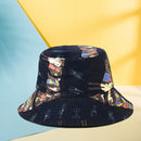 Travel Women Double-side Fisherman Sun Hat Cotton Outdoor Graffiti Basin Caps