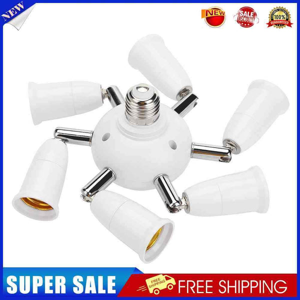 Adjustable E27 Splitter 7 Heads Lamp Base LED Bulb Adapter Holder Socket