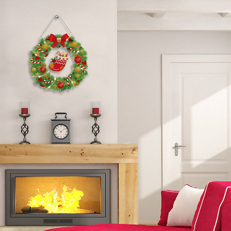 5D Diamond Painting Mosaic Drawing Home Door Wreath Decor Party Garland Gif