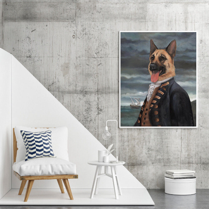 Gentleman Dog Oil Paint By Numbers Kit DIY Acrylic Painting on Canvas Framele
