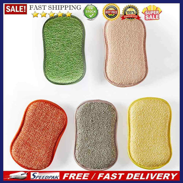 2 Sided Sponge Cleaning Cloth Kitchenware Pan Dish Scouring Pad Kitchen Gad
