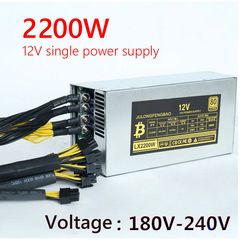 2200W Desktop Power Supply High Efficiency for BTC Bitcoin ETH Ethereum Mining