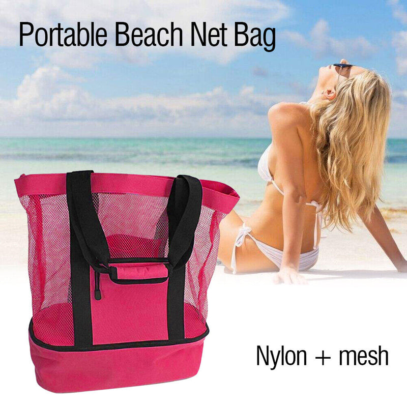 Insulation Lunch Bag Picnic Net Beach Handbag Food Beverage Storage (Red) Newly