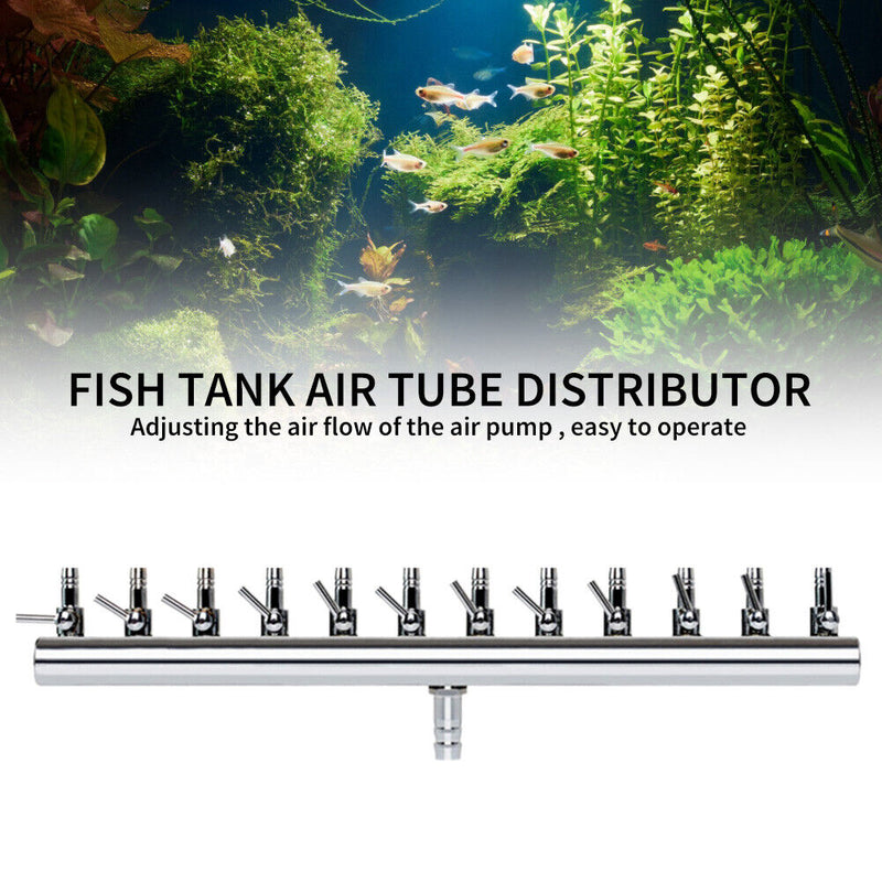Air Oxygen Pump Aquarium Fish Tank Stainless Steel Splitter Hose (12 Ways)