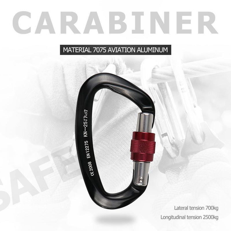 25KN Climbing Buckle Security Safety Master Lock Rock Climbing (Black) Newly