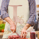 Flower L Printed Linen Apron Waterproof Kitchen Cooking Bibs (68x55cm)