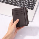 Women Simple Leather Coin Purse Zipper Litchi Pattern Business Men Card Holde