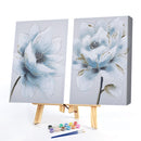 2 Panels Golden Leaf Lotus Oil Paint By Numbers Kits DIY Handpainted on Can